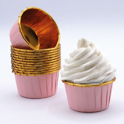 Formas Cupcake ROSA DOURADO - conj.24
